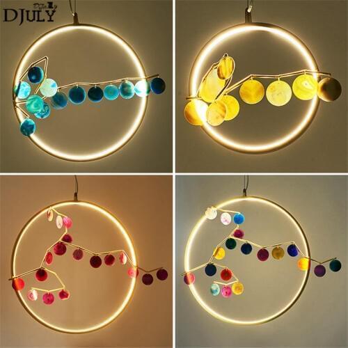 Nordic Agate piece ring gold pendant lights for clothing store living room bedside luxury home deco hanging lamps led luminaire
