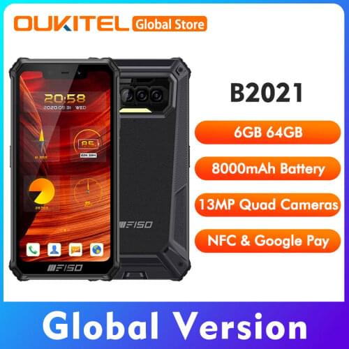F150 B2021 5.86'' HD+ 6GB 64GB IP68/69K SmartPhone 8000mAh Octa Core MediaTek Helio G25 5V/2A 13MP Camera NFC OTG Mobile Phone