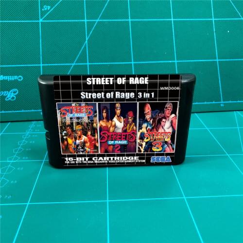 Street of Rage 3 in 1 (Street of Rage 1 2 3) - 16 bit MD Games Cartridge For MegaDrive Genesis console