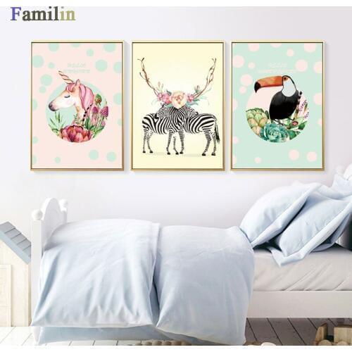 Prints Unicorn Decoration Bedroom Nursery Wall Art Canvas Posters And Painting Nordic Kids Style Pictures Decor Baby Gift