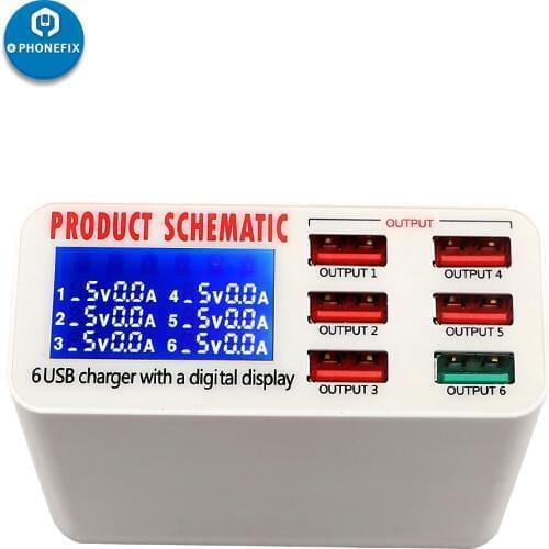 Phone Repair USB Charging Station Digital Display EU US UK Plug Rapid Charger Mobile Phone Quick Charge Station for iPhone iPad