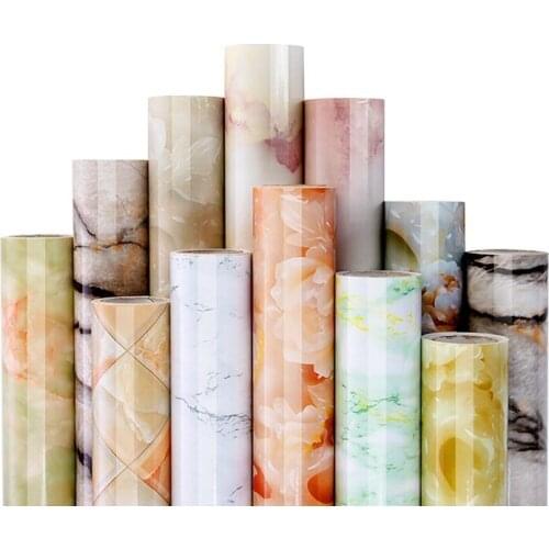 Kitchen Marble Waterproof Wallpapers PVC Dining Room Table Sticker Oilproof Counter-Top Home Bathroom Self Adhesive Wall Sticker