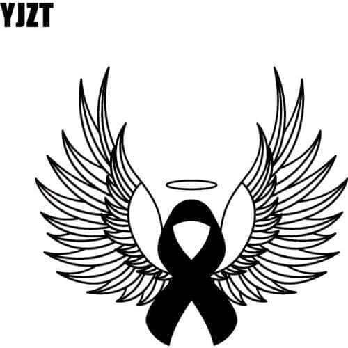YJZT 16.4*14.6CM Angel Will Protect You Everywhere Car Sticker Silhoutte Design Decal Black/Silver Covering The Body C20-1510