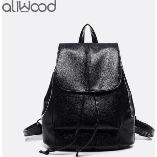Drawstring Womens Leather Backpack School Bags Backpacks for Teenage Girls Ladies Travel Bags Fashion Female Mochila Feminina