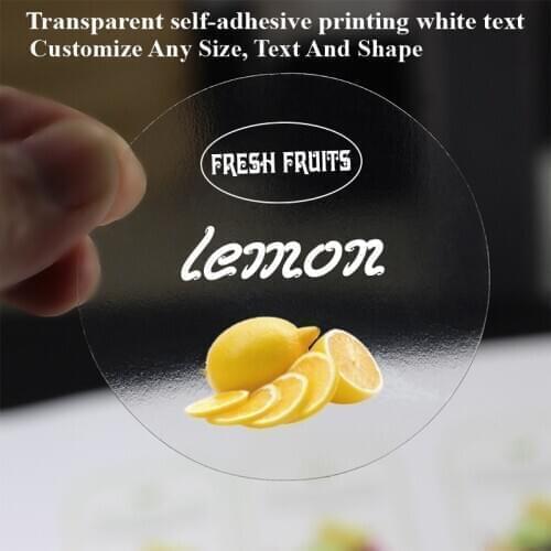 100pcs, customize your LOGO, transparent sticker printing white text, personalized customization, design your own stickers