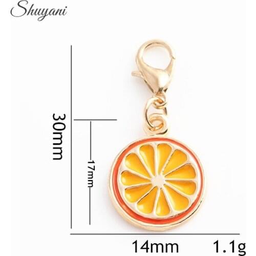 30*14mm Alloy Enamel Orange Charms with Gold Color Lobster Clasp Dangle Charms Pendant for Jewelry Making DIY Handmde Craft