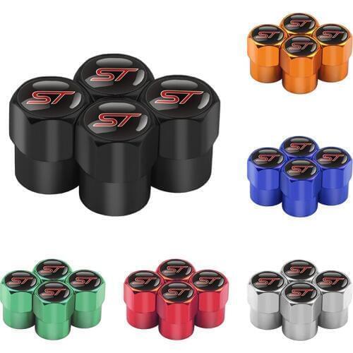 4Pcs Car Styling Wheel Tire Valve Stems Caps ST Sport Style for Ford Focus Fiesta Ecosport Kuga Mondeo Everest Car Accessories