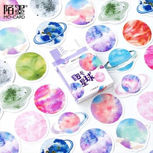 45Pcs/Box No. 32 Planet Stickers Diary Journal Stationery Japanese Style Decorative Stickers Space Planet Sticker Tags