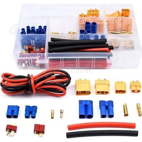 70pcs T Plug / XT60 / XT90 / EC3 /EC5 Male Female Plug Adapter Connectors Silicone Wire and Shrink Tubing Kit for RC Car / Frame
