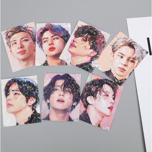 7pcs/set KPOP Bangtan Boys Album MAP OF THE SOUL : 7 Collection Card Oil Painting Photocard Lomo Card