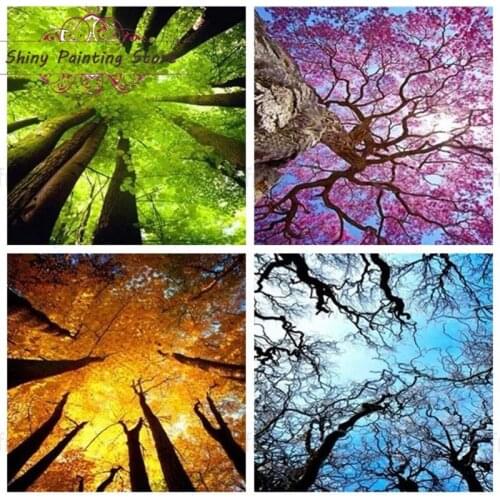 DIY 5D Diamond Painting Four Seasons Trees Landscape Embroidery Diamond Full Square Round Drill Picture Mosaic Cross Stitch Kit