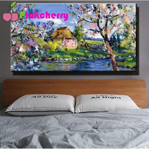 5D Diy Diamond Painting Cross Stitch Kit Diamond Mosaic Embroidery Landscape Spring nature flower tree Square Round drill k980
