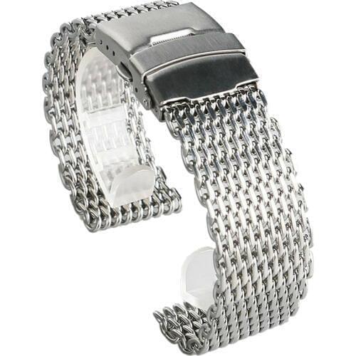Stainless Steel Shark Mesh Watch Band Strap Accessories 18 20 22 24mm Bracelet LL@17