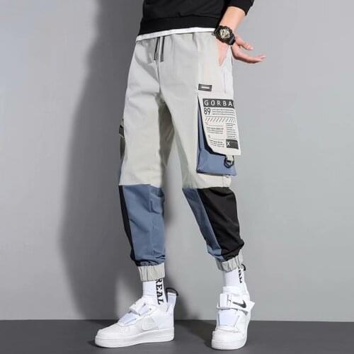 Fashion Mens Pant Spring Autumn Hip Hop Streetwear Cargo Pants Joggers Pants Men Casual Men Clothing Elastic Waist Men Trousers