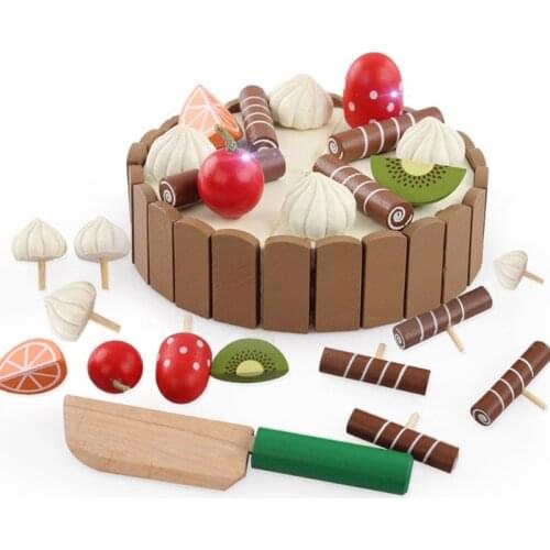 Children Birthday Cake Magnet Wooden Toys Kitchen Pretend Play Fruit Toy Early Cooking Cutter Set Educational Gift