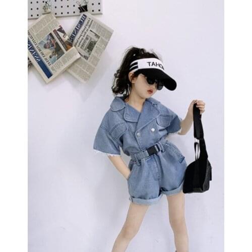 Cultiseed Girls New Fashion Turn Down Collar Denim Jeans Jackets+Shorts 2pc Sets Clothes Baby Children Kids Summer Casual Suits