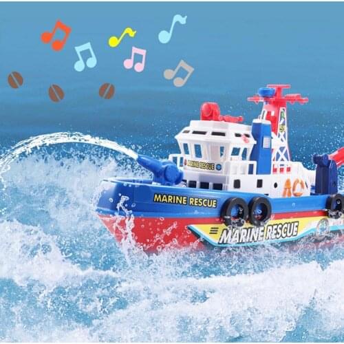 Electric Music Light Marine Plastic Rescue Fire Fighting Boat Kids Childrens Day Gift Water-Spraying Fast Speed Electric Toys