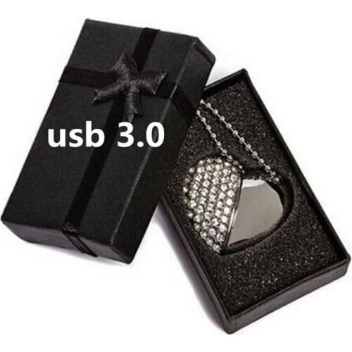 New Crystal Heart Genuine 4GB-32GB USB Flash Drive 3.0 Wedding Gift Pendrive