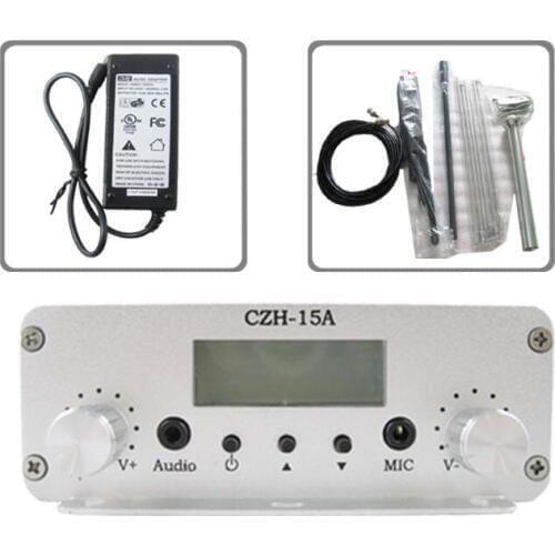 FMUSER CZE-15A15W FM stereo PLL broadcast transmitter radio 87.5-108mhz GP Antenna kit