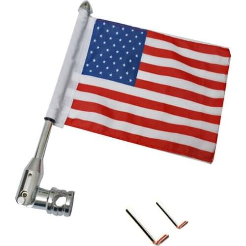 Chrome Adjustable Motorcycle American USA Flag pole Rack Mount For Harley Dyna Cruiser