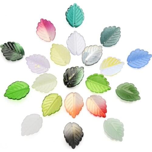17X24MM Crystal Tea Leaf Beads 20pcs Pendant Glass Beads For Bracelets DIY Crafts Women Charms Handmade Xmas Jewelry Findings