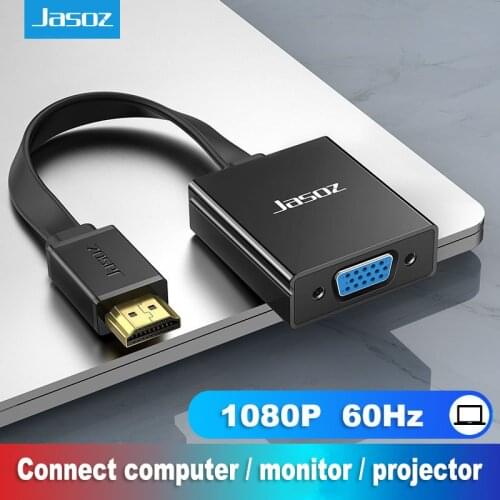 Jasoz HDMI-compatible Male To VGA Female Adapter 1080 VGA Video Converter With 3.5 Jack for HDTV Xbox PS3/4 PC Laptop Projector