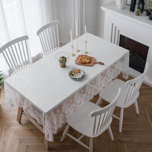 American Country Lace Tablecloth Art Fashion Black White Coffee Table Cafe Dining-Table Decoration Cover Towel