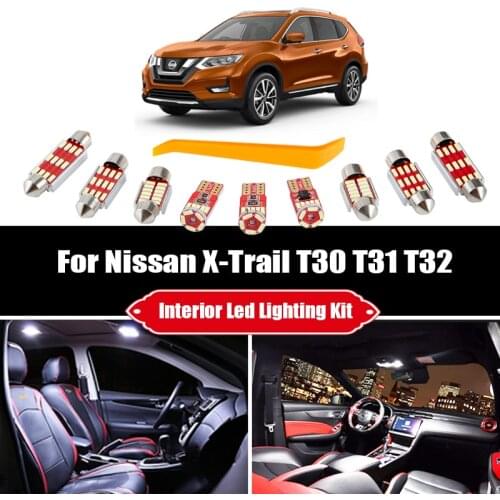 For Nissan X-Trail T30 T31 T32 2001-2019 White Canbus LED Car Bulbs Interior Dome Map Reading Light Kit License Plate Light