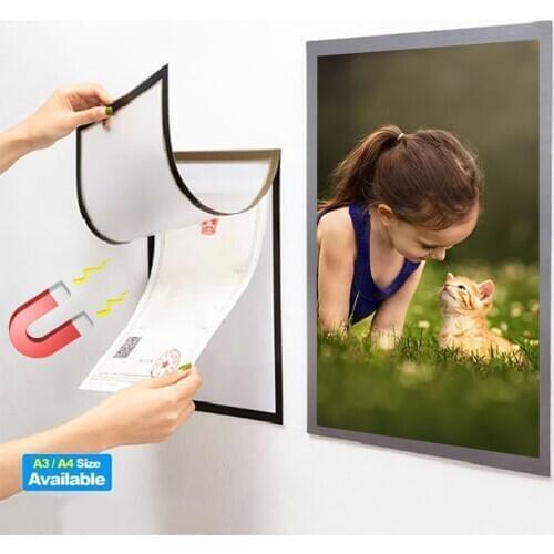 A3 A4 Size Magnetic Photo Frame Anti-Drop Hanging Wall Refrigerator Photos Picture Frame Album For Family Memory Decorative