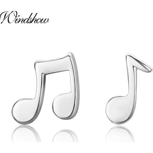 Cute Mini 925 Sterling Silver Single&Double Note Stud Earrings For Women Girls Children Girls Kids Jewelry Orecchini Aros Aretes