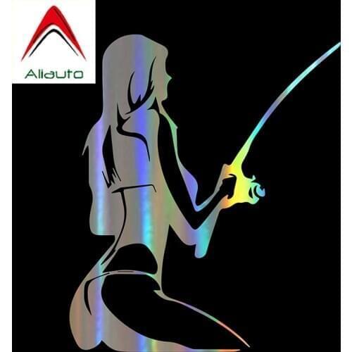 Aliauto Fashion Car Sticker Sexy Women Fishing Auto Accessories Waterproof Vinyl Decal for Chevrolet Lexus Honda Kia,16cm*15cm