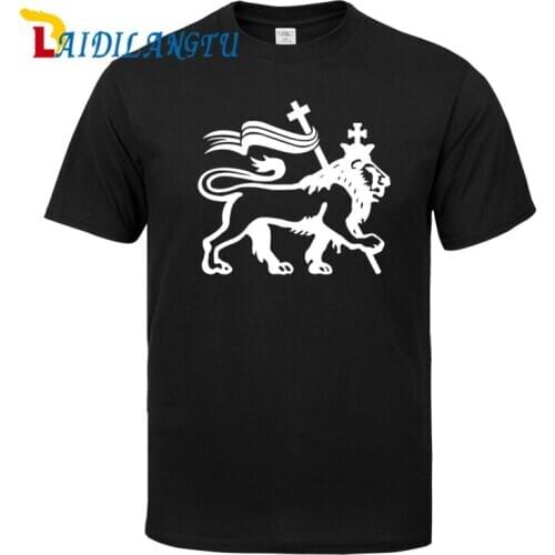 Mens t shirts fashion 2018 funny t shirts Rasta Lion Print solid color Casual clothes Male Tops & Tees