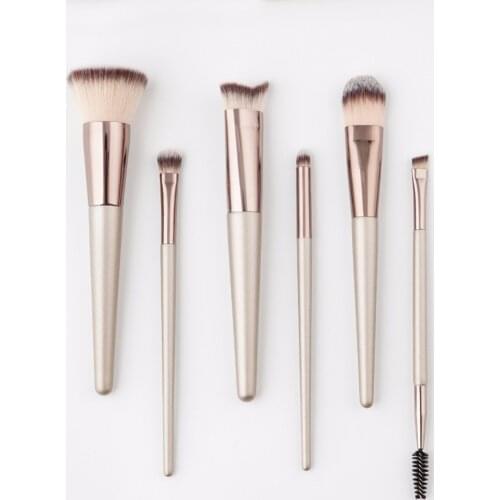 Professional Champagne Makeup Brushes Kit 6pcs Kabuki Powder Foundation Blusher Eyelash Eyeliner Lip Cosmetics Tool for Women