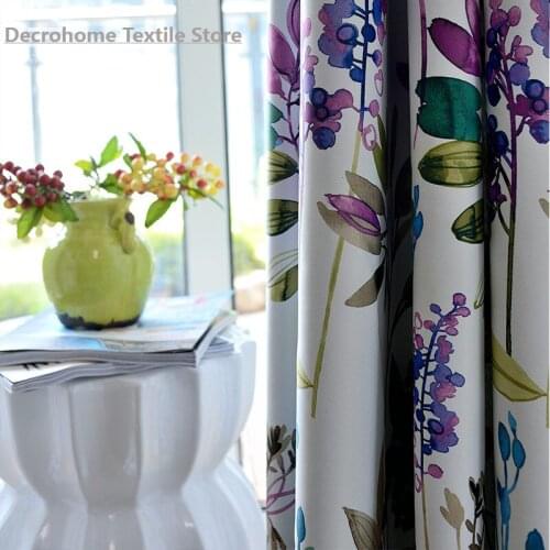 New Purple High-precision Printed Curtain Semi-shading Finished Curtain Customization Curtains for Living Dining Room Bedroom