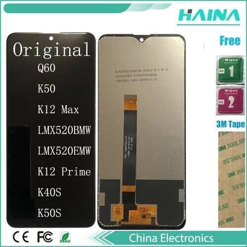 Original Quality For LG Q60 K50 K12 Max LMX520BMW LMX520EMW K12 Prime K40S K50S LCD Display+Touch Screen With Frame Digitizer