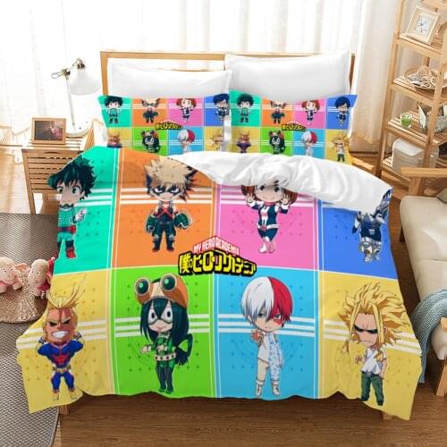My Hero Academia Anime Bedding Set Duvet Covers Pillowcases Comforter Bedding Sets Bedclothes Bed Linen bed set (NO sheet) 02