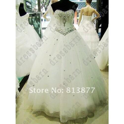 Rochii diamond waist real handmade best crystal curtain decoration transparent luxurious Custom size Bespoke Wedding Dresses
