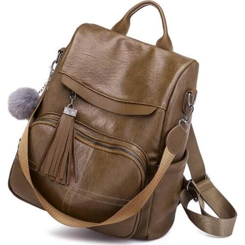 Womens backpacks soft PU leather double shoulder bags big capacity casual lady bags high quality wild style women backpacks