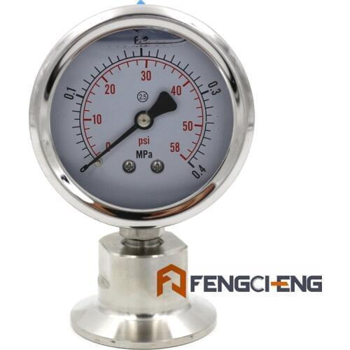 1.5"Tri Clover Sanitary Pressure Gauge 0-60 PSI Bottom Mount 304 Stainless Steel Beer Conical Fermenter Parts