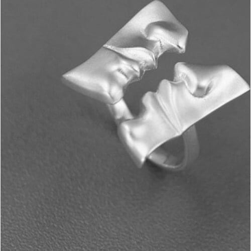 Volta Van 925 Sterling Silver Rings Fine Jewelry 2021 New Elegant Trendy Kissing Face Adjustable Design Concise Opening Rings