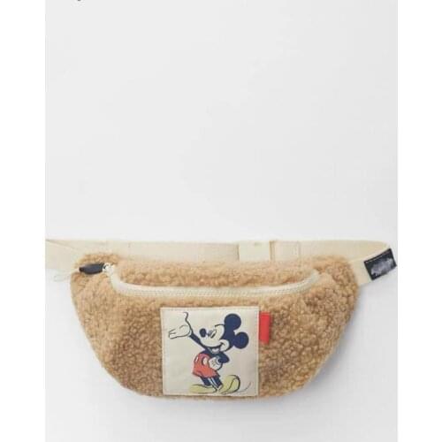 Disney Mickey Mouse cartoon Waist bag belt bag winter plush messenger bag