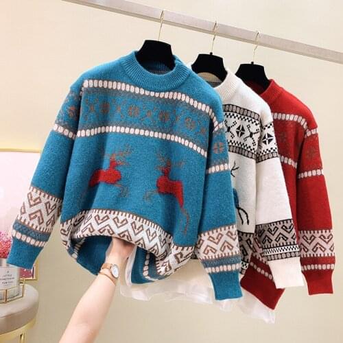 Loose Red Thick Red Female Autumn Clothes Korean Knitted For WomenS Pullovers 2021 Winter Sweater Clothes Top D0650