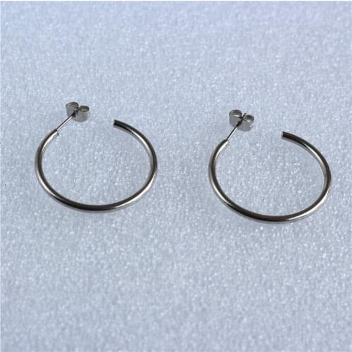Titanium 316L Stainless Steel IP Planting Stud Earrings C Shape 30mm No Fade Allergy Free Fashion Jewelry