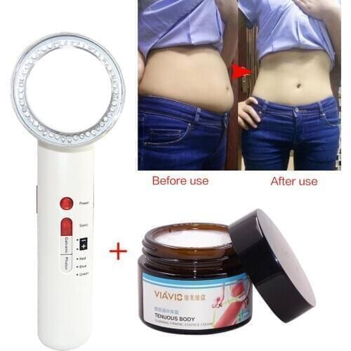 7-in-1 Ultrasound Cavitation EMS Body Slimming Gel LED Photon Cavitation Therapy Face Massager Galvanic Burn Fat Anti Cellulite