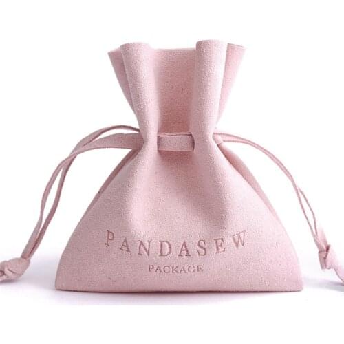 Wholesale 500pcs/lot custom logo suede pouch jewelry packaging drawstring bag jewelry pouches with logo
