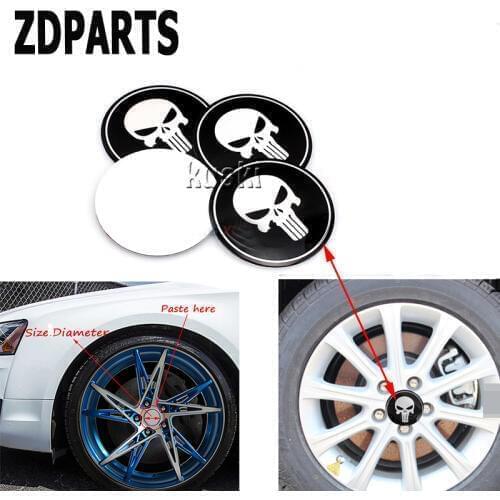 ZDPARTS Car Skull Tire Wheel Center Hub Caps Cover Sticker For Renault Megane 2 Logan Captur Alfa Romeo 159 Chevrolet Cruze Jeep
