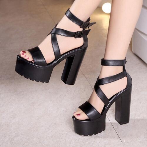 New 2020 Super High Heels Sandals Ladies Platform Sandals Summer 2020 Bandage Block Heel Gladiator Sandals Party Shoe 41 42 43