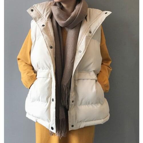 Winter Women Vest Coat Thick Warm Oversized Down Padded Jacket Woman Vests Stand Collar Sleeveless Waistcoat Chalecos Para Mujer