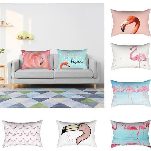 1pc Fashion Polyester 30x50cm Rectangular Shape Flamingo Design Pillow Case Home Sofa Decoration Cushion Covers 17 Patterns