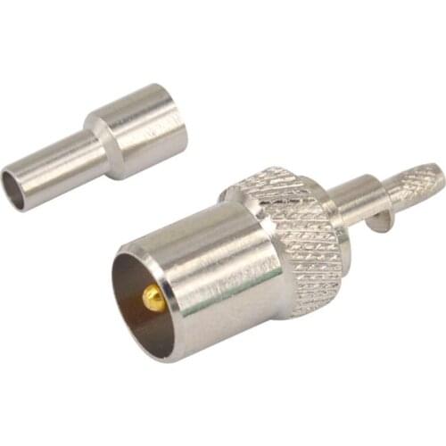 10 Pieces IEC PAL DVB-T TV Male Plug window Crimp For RG174 RG316 LMR100 RF Coaxial Connector